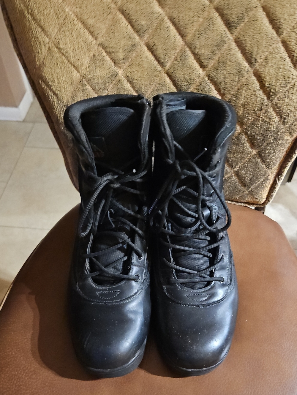 Nortiv 8 Trooper Black Leather Lace Up Zip Military Tactical Combat Boots Shoes - Picture 2 of 6